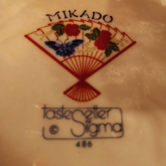 RARE FIND MIKADO UNIQUE OVAL BOWL BY TASTER SELLER SIGMA WITH BLUE BIRDS & PALMS - Picture 7 of 7